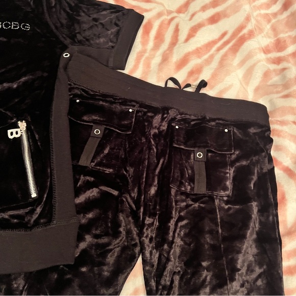 New Large Black BCBG 2-Piece Tracksuit Jacket + Track Capri Pants Set MSRP $160 - Picture 5 of 5